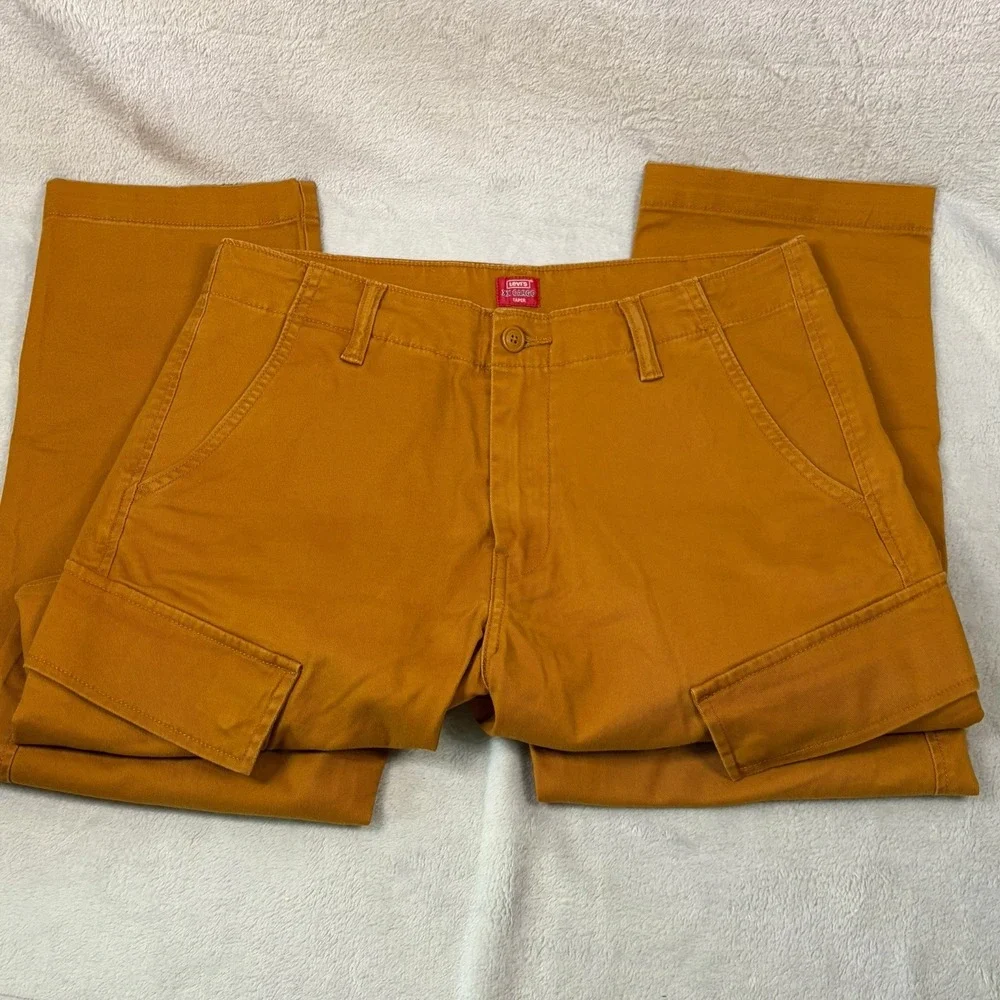 Levi's XX Cargo Twill Pants Men 32x32 Mustard ‎ Preppy Standard Taper Stretch